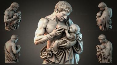 Statues of men (Atlas with Child, relief sculpture, STKMJI_000939) 3D models for cnc