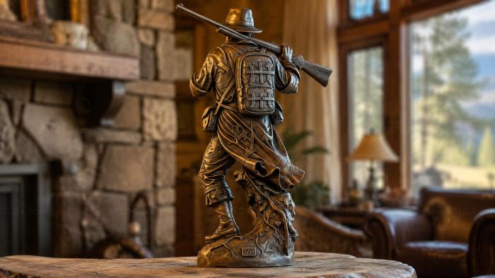 World War I soldier with rifle and backpack 3d STL model