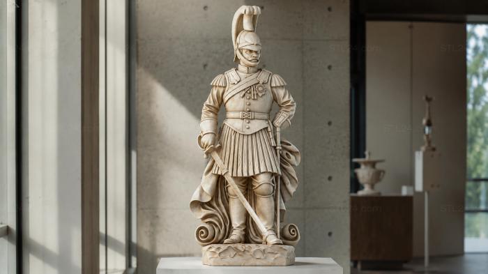 Statue of an ancient Greek warrior with a sword and shield 3d STL model