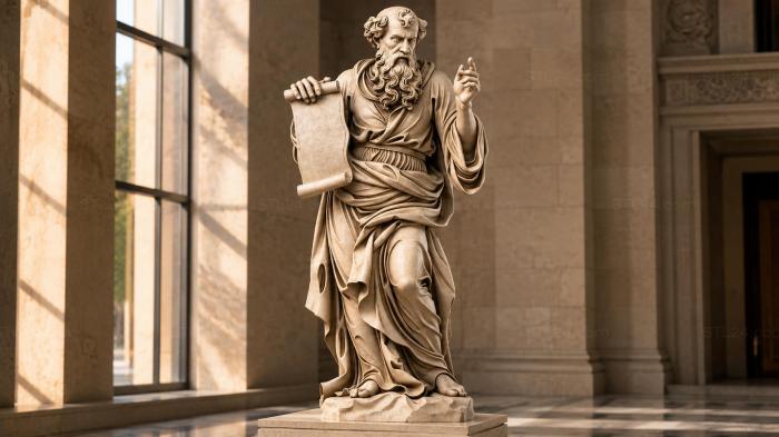 Apostle with Scrolling Architectural Bas-Relief Statue 3d STL model