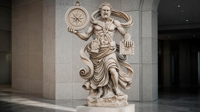 Male figure with a compass and architectural instruments 3d STL model