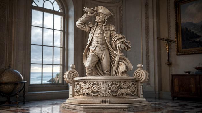 Monument to an Admiral with a Telescope on a Decorative Pedestal 3d STL model