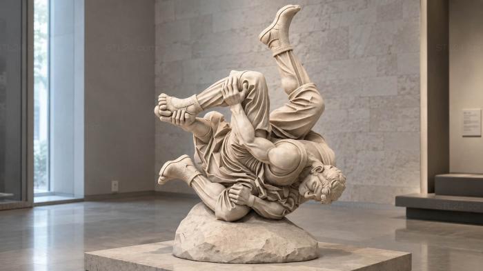 Male figure in a falling position with fluttering fabric 3d STL model