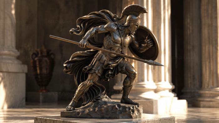 Warrior with wings and a spiral shield 3d STL model