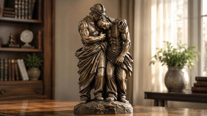 Sculpture of a man with a child on his shoulder 3d STL model