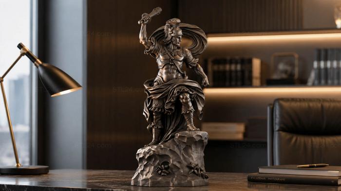Warrior with sword on rocky ground 3d STL model