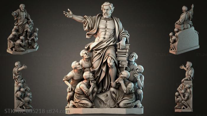 Philosopher with Angels bas-relief 3d STL model