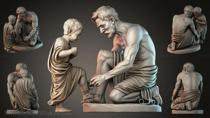 Man with a child in classic style 3d STL model