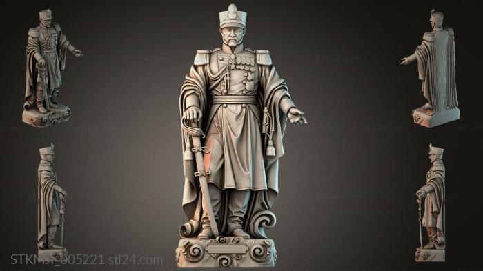 Military officer in full dress uniform with medals and a saber 3d STL model