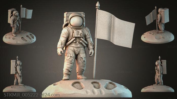 Astronaut on the Moon with a Flag - STL model kit 3d STL model