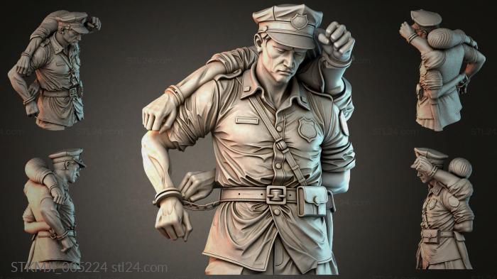 Bust of a military officer in uniform with a cap and belt 3d STL model