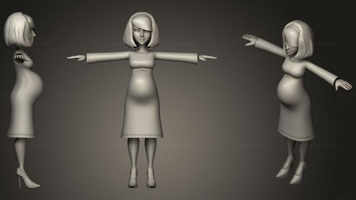 Figurines simple (Cartoon Pregnant Woman, STKPR_0212) 3D models for cnc