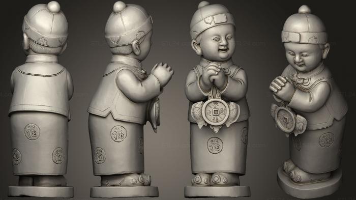 Китайская классическая скульптура мальчика и девочки