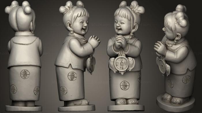 Статуэтки упрощенные (Китайская классическая скульптура Мальчика и девочки1, STKPR_0256) 3D модель для ЧПУ станка