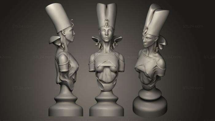 Статуэтки упрощенные (Полный Египетский шахматный набор Queen, STKPR_0282) 3D модель для ЧПУ станка