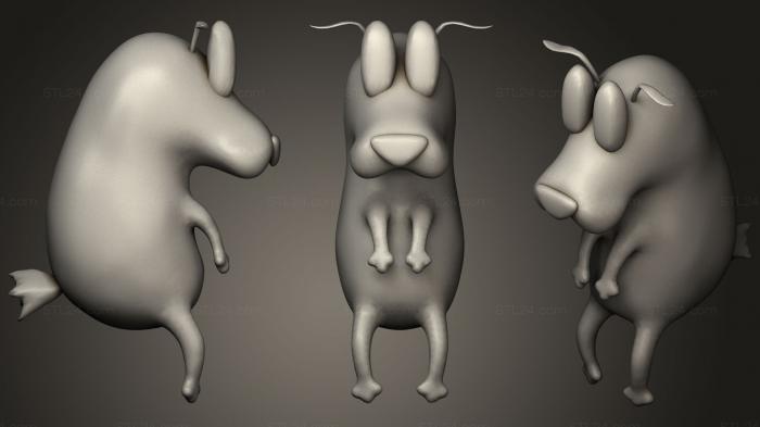 Статуэтки упрощенные (Смелее Трусливая собака, STKPR_0293) 3D модель для ЧПУ станка