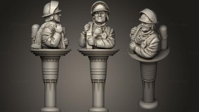 Figurines simple (Firefighter Trophy On Sky Tower 265mm H male, STKPR_0465) 3D models for cnc
