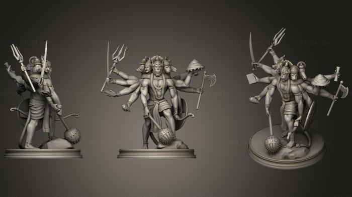 Figurines simple (Five Faced Divine Monkey  Hanuman, STKPR_0470) 3D models for cnc