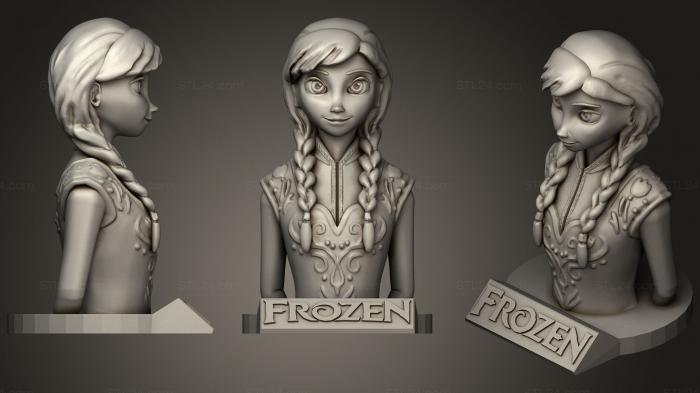 Статуэтки упрощенные (Бюст с логотипом Frozen Anna, STKPR_0490) 3D модель для ЧПУ станка