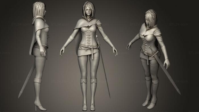 Figurines simple (GAME READY Swordsman Girl, STKPR_0502) 3D models for cnc