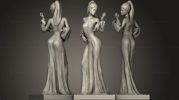Статуэтки упрощенные (Девушка в длинном платье, STKPR_0524) 3D модель для ЧПУ станка