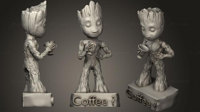 Figurines simple (Groot Holding Chip [Beauty And The Beast, STKPR_0599) 3D models for cnc