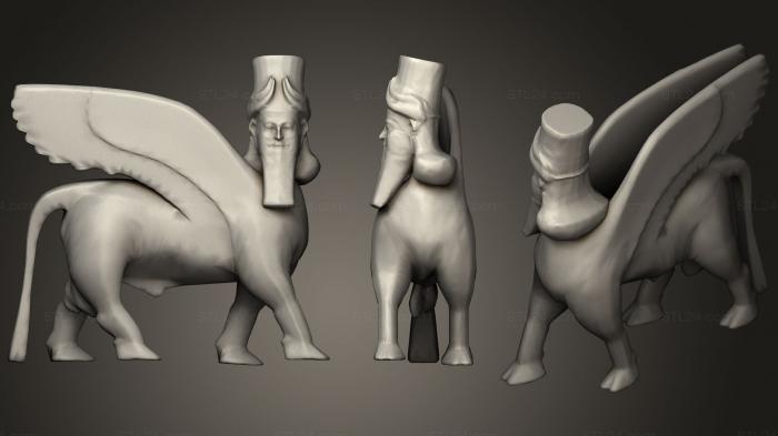 Figurines simple (Human headed winged bull lamassu 2, STKPR_0665) 3D models for cnc