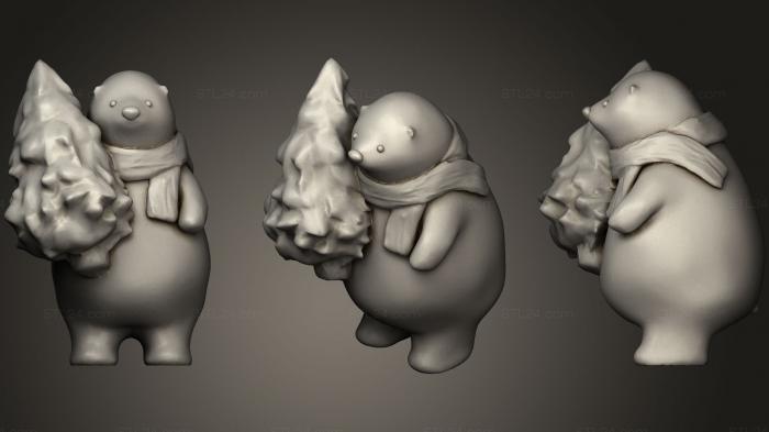 Статуэтки упрощенные (Куматы Милые Маленькие Белые Медведи (Зима 2), STKPR_0771) 3D модель для ЧПУ станка