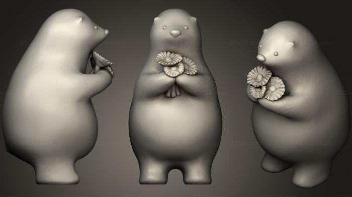 Статуэтки упрощенные (Куматы Белый Медведь и Цветы, STKPR_0777) 3D модель для ЧПУ станка