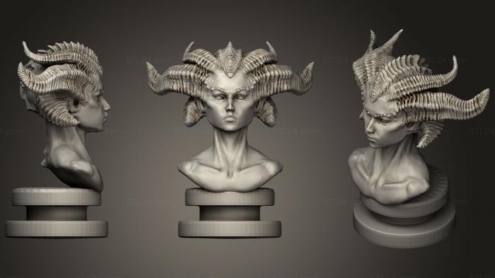 Figurines simple (Lilith Diablo 4 Bust, STKPR_0803) 3D models for cnc