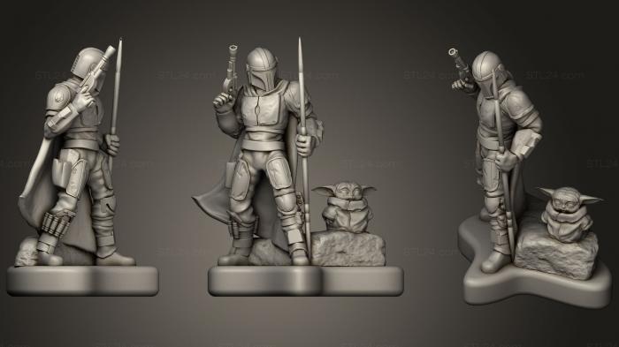 Figurines simple (Mandalorian And Grogu Mashup No Support, STKPR_0834) 3D models for cnc