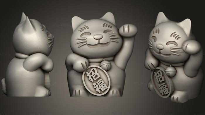 Статуэтки упрощенные (Манеки Неко Счастливая Кошка (с твердой начинкой), STKPR_0842) 3D модель для ЧПУ станка