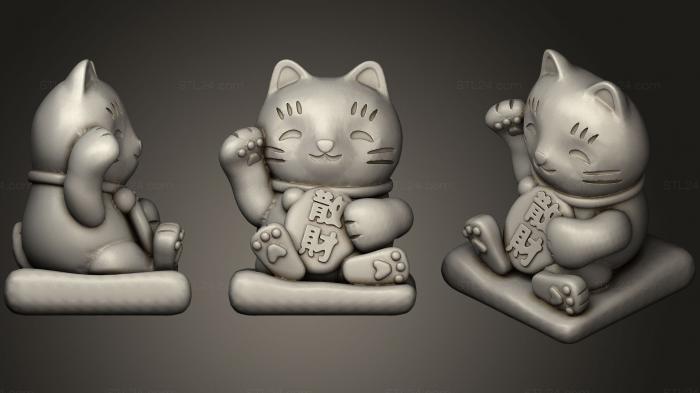 Figurines simple (Maneki Neko Splurge Cat, STKPR_0844) 3D models for cnc