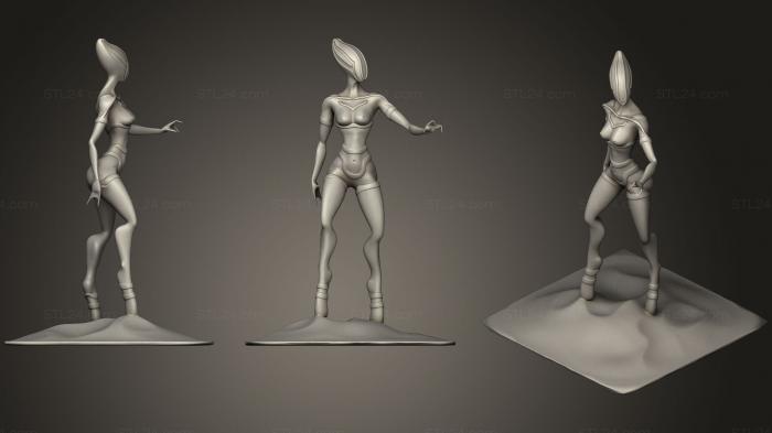 Статуэтки упрощенные (Научно-фантастическая женщина- Лунатик, STKPR_0900) 3D модель для ЧПУ станка