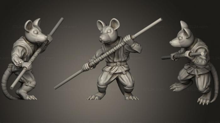 Figurines simple (Ratfolk Ninja With Staff, STKPR_1065) 3D models for cnc