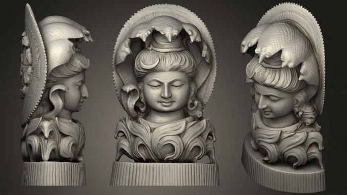 Figurines simple (Shiva Bust With Divine Snake Hood, STKPR_1163) 3D models for cnc
