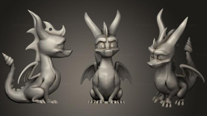 Figurines simple (Spyro The Dragon Sitting  Waiting Pose, STKPR_1215) 3D models for cnc
