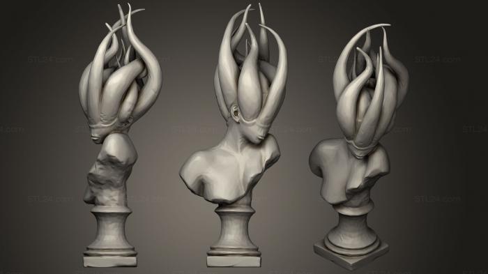 Статуэтки упрощенные (Скульптура бюста женщины с щупальцами Ктулху, STKPR_1265) 3D модель для ЧПУ станка
