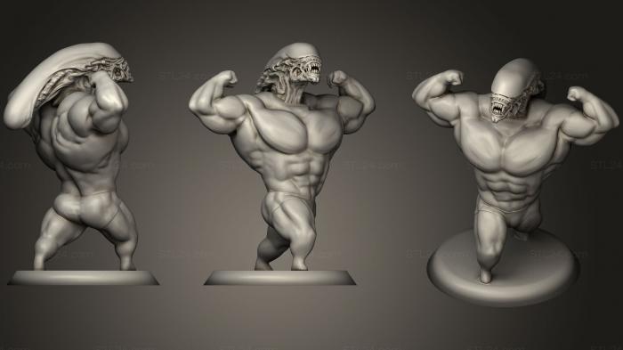 Figurines simple (Ultra Swole Alien Xenomorph Bodybuilder, STKPR_1329) 3D models for cnc