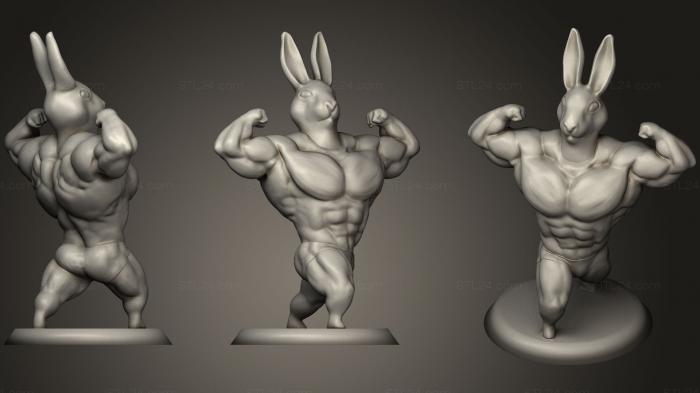 Figurines simple (Ultra Swole Rabbit Bunny Bodybuilder, STKPR_1332) 3D models for cnc