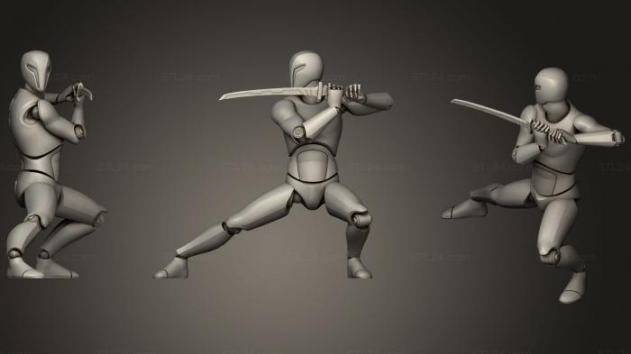 Figurines simple (Cyborg Ninja Toy Blue5, STKPR_1399) 3D models for cnc