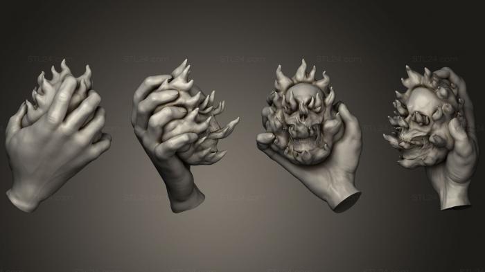 Hand of a monkey like character with skull