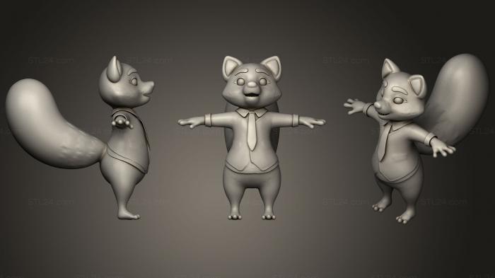 Figurines simple (Plushie citizen raccoon, STKPR_1497) 3D models for cnc