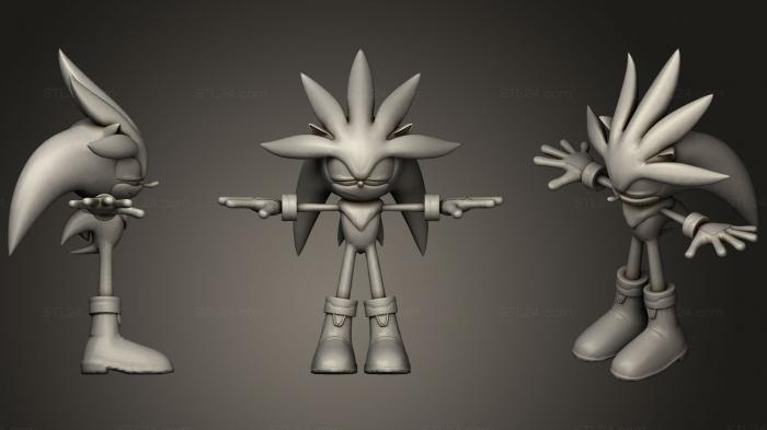 Figurines simple (Silver the hedgehog, STKPR_1514) 3D models for cnc