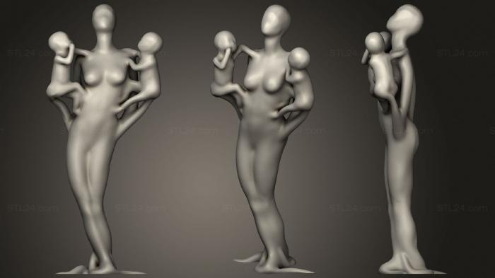 Статуэтки упрощенные (Скульптура матери с двумя детьми, STKPR_1736) 3D модель для ЧПУ станка