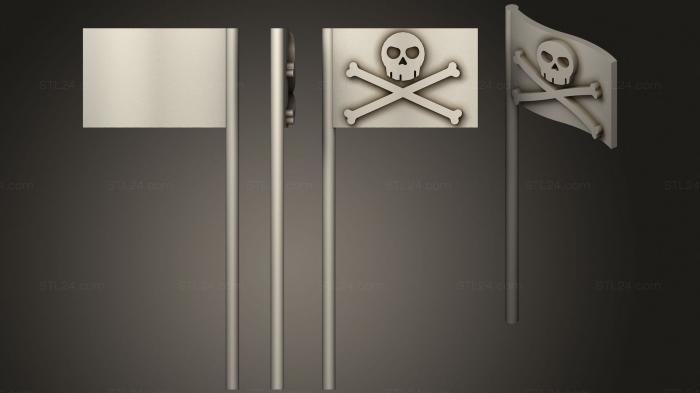 Статуэтки упрощенные (Пиратский флаг, STKPR_2175) 3D модель для ЧПУ станка
