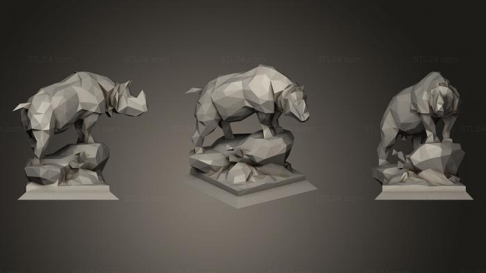 Статуэтки полигональные (Носороги в музее Орсе, STKP_0009) 3D модель для ЧПУ станка