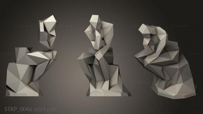 Low Poly The Thinker Without Body