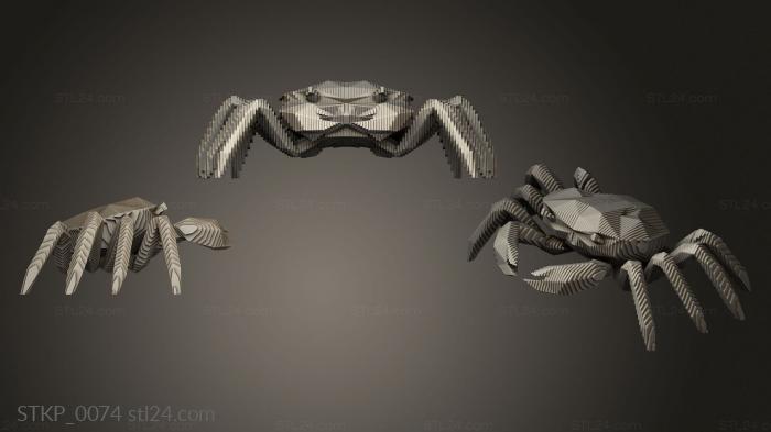 Polygonal figurines (Parametric Crab, STKP_0074) 3D models for cnc