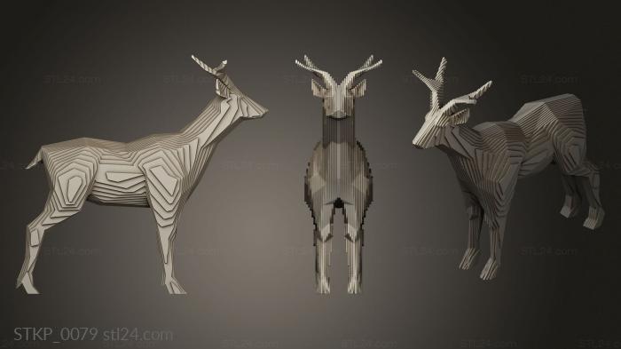 Polygonal figurines (Parametric Deer135, STKP_0079) 3D models for cnc